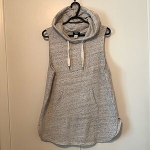 Like New BDG Sleeveless Grey Peppered Vest Hoodie With Pocket Pouch Size Large